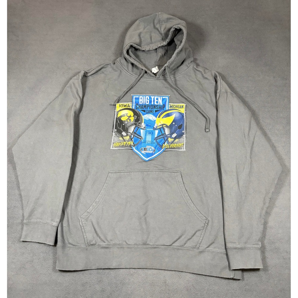 Independent Hoodie Mens XL Gray Big Ten Championship Game 2021 Iowa vs Michigan